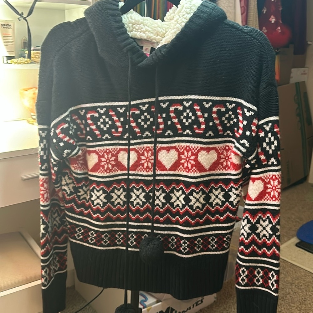 Christmas Candy Cane Heart Sweater